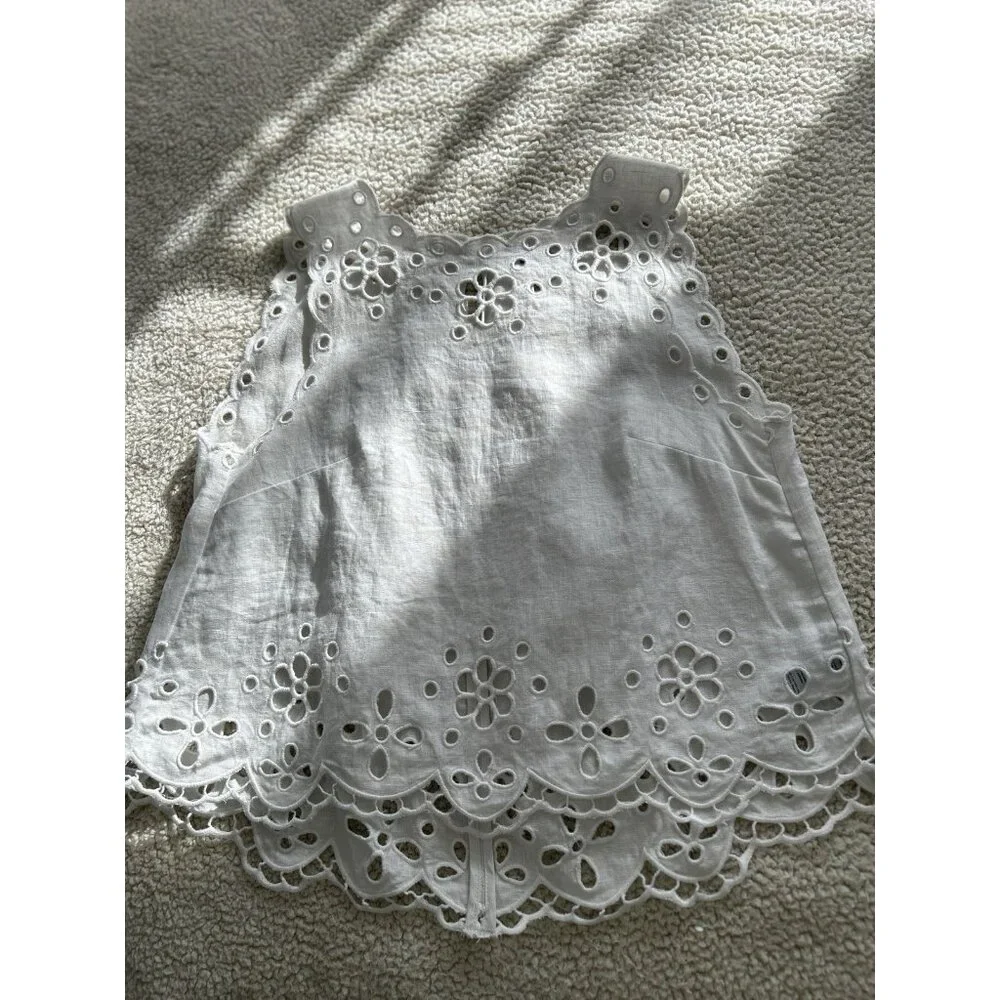 Madewell $118 Women's Embroidered Eyelet High-Low Tank White Salt Linen XS NV191 - Picture 11 of 15